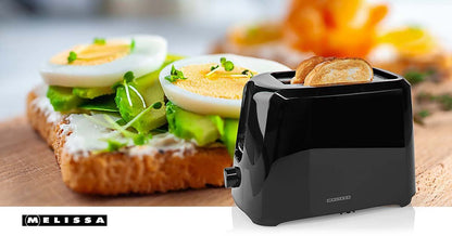 MELISSA 16140149 | Toaster | 2 Slots | 700 W | 6 Browning levels | Removable crumb tray | Cancel function | Black