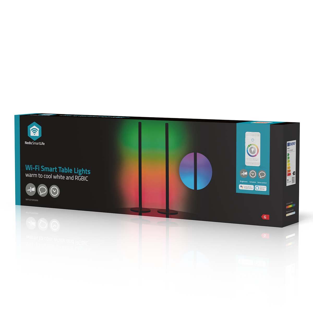 Nedis SmartLife Mood Light | Wi-Fi | Tube | 600 lm | RGBIC / Warm to Cool White | 2700 - 6500 K | 36 W | Metal | 2 pcs