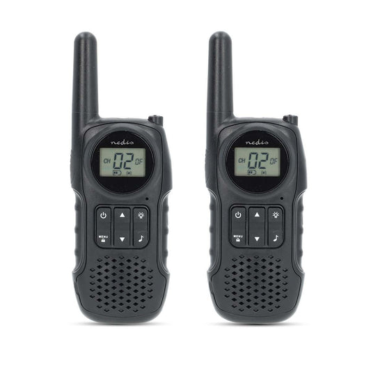 Nedis Walkie-Talkie Set | 2 Handsets | Up to 10 km | Frequency channels: 8 | PTT / VOX | up to 3 Hours | Headphone output | Black