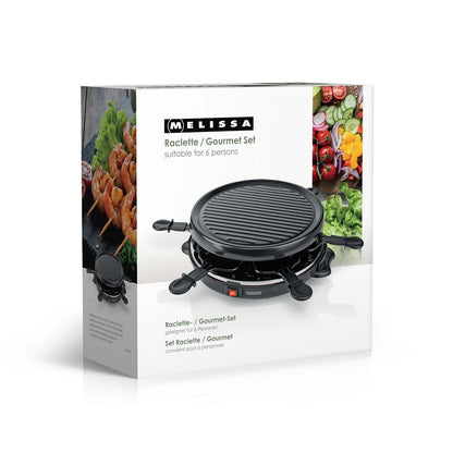MELISSA Gourmet / Raclette | Grill | 6 Persons | Spatula | Non stick coating | Round