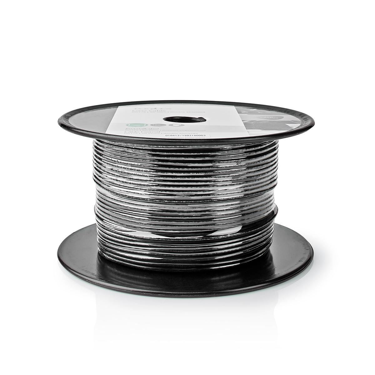 Nedis CSBR0210BK1000 | Coax Cable On Reel | RG174 | 50 Ohm | Single Shielded | ECA | 100.0 m | Coax | PVC | Black | Reel