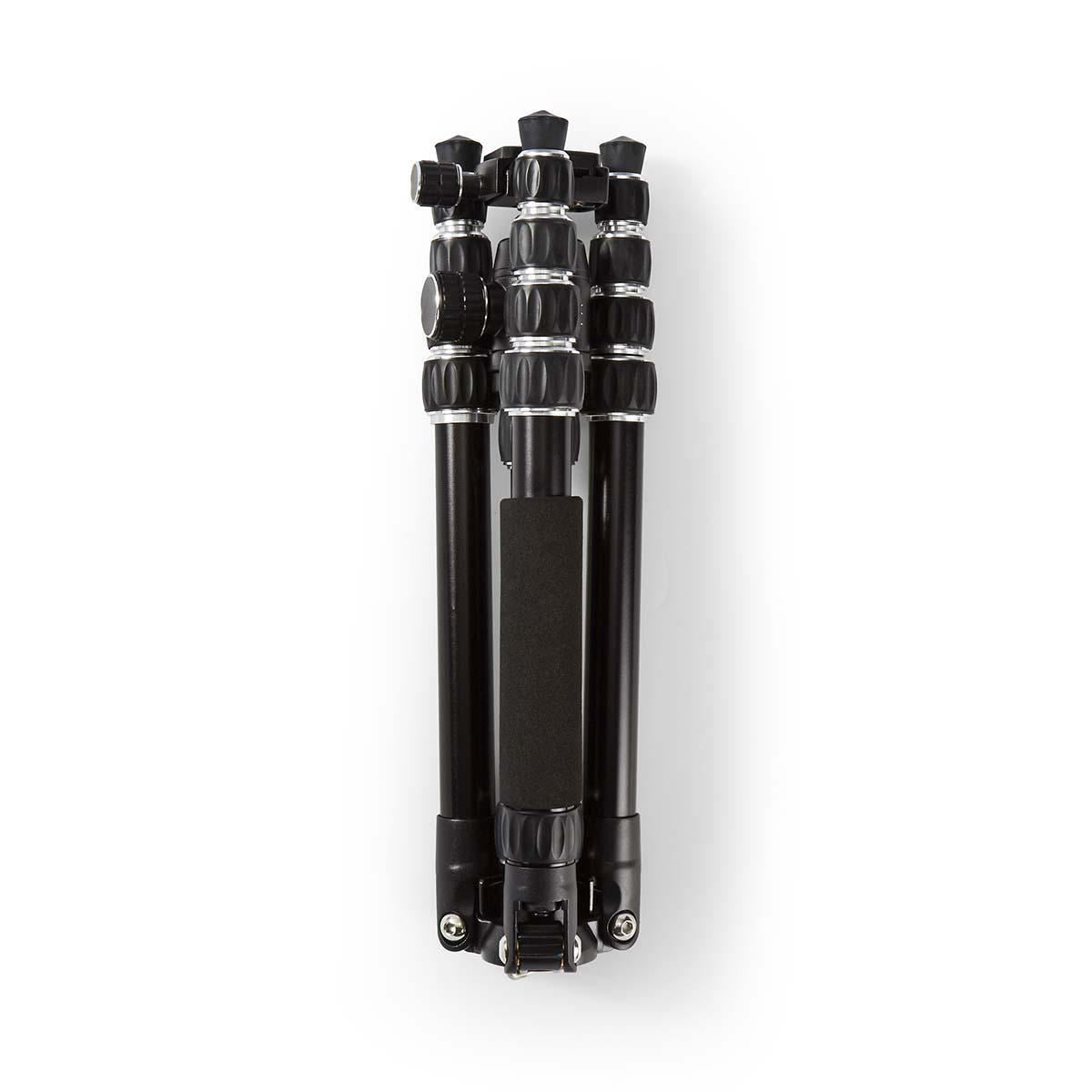 Nedis Tripod | Maximum load capacity: 3.0 kg | Minimum working height: 17.5 cm | Maximum working height: 145.0 cm | 3 Segments | Ball Head | Travel bag included | Reversible center column | ABS / Aluminium | Black