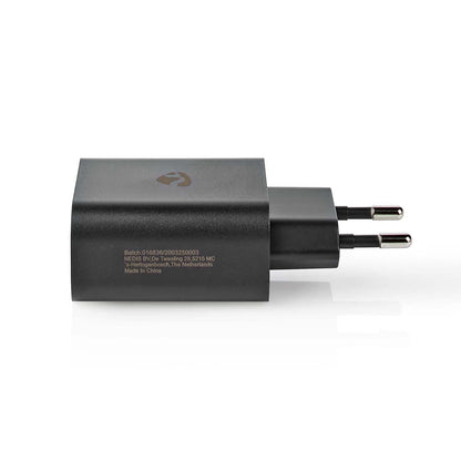 Nedis Wall Charger | 30 W | PD3.0 27W / PD3.0 30W / QC3.0 | Quick charge feature | 1.5 / 2.0 / 2.5 / 3.0 A | Number of outputs: 1 | USB-C™ | Automatic Voltage Selection | Black