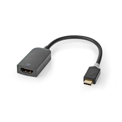 Nedis USB-C™ Adapter | USB 3.2 Gen 1 | USB-C™ Male | HDMI™ Output | 4K@60Hz | 0.20 m | Round | Gold Plated | PVC | Anthracite | Window Box with Euro Lock