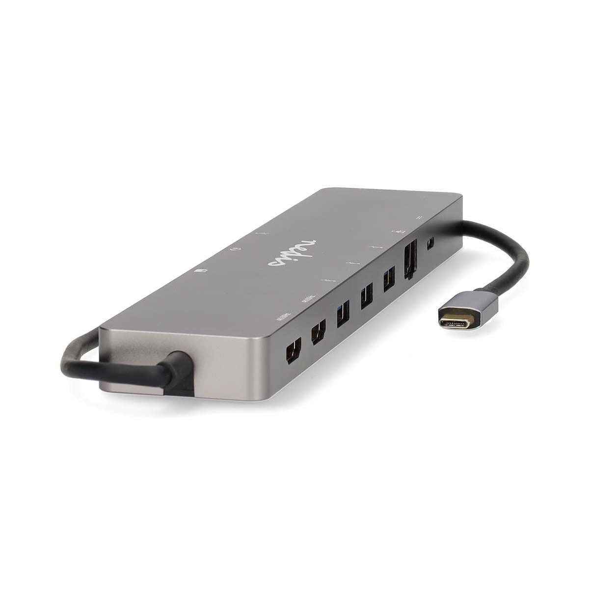 Nedis USB Multi-Port Adapter | USB 3.2 Gen 1 | USB-C™ Male | Micro SD / RJ45 Female / SD / 2x HDMI™ / 2x USB-C™ / 3x USB-A Female | 0.40 m | Round | Gold Plated | TPE | Anthracite | Box