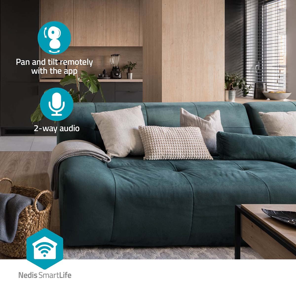 Nedis SmartLife Indoor Camera | Wi-Fi | Full HD 1080p | Pan tilt | Cloud Storage (optional) / microSD (not included) / Onvif | With motion sensor | Night vision | Black