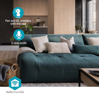 Nedis SmartLife Indoor Camera | Wi-Fi | Full HD 1080p | Pan tilt | Cloud Storage (optional) / microSD (not included) / Onvif | With motion sensor | Night vision | Black
