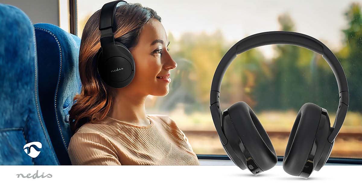Nedis Wireless Over-Ear Headphones | Maximum battery play time: 28 hrs | Built-in microphone | Press Control | Hybrid (ENC + ANC) | Voice control support | Volume control | Black