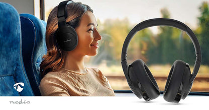 Nedis Wireless Over-Ear Headphones | Maximum battery play time: 28 hrs | Built-in microphone | Press Control | Hybrid (ENC + ANC) | Voice control support | Volume control | Black
