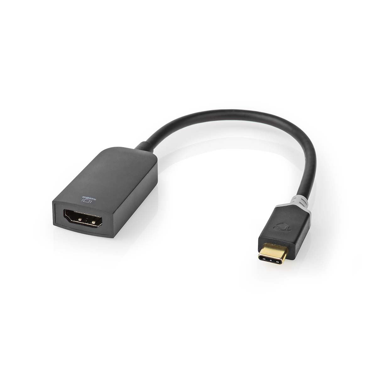 Nedis USB-C™ Adapter | USB 3.2 Gen 1 | USB-C™ Male | HDMI™ Output | 4K@60Hz | 0.20 m | Round | Gold Plated | PVC | Anthracite | Window Box with Euro Lock