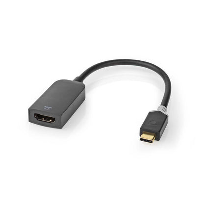 Nedis USB-C™ Adapter | USB 3.2 Gen 1 | USB-C™ Male | HDMI™ Output | 4K@60Hz | 0.20 m | Round | Gold Plated | PVC | Anthracite | Window Box with Euro Lock