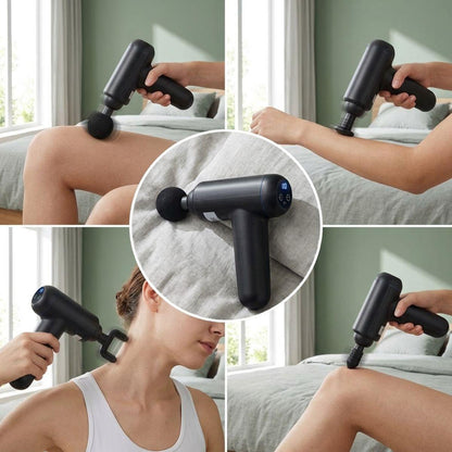 MELISSA Massage Gun | LED | Battery Powered | Rechargeable | 4 Massage Modes | 4 Interchangeable Attachments | Black