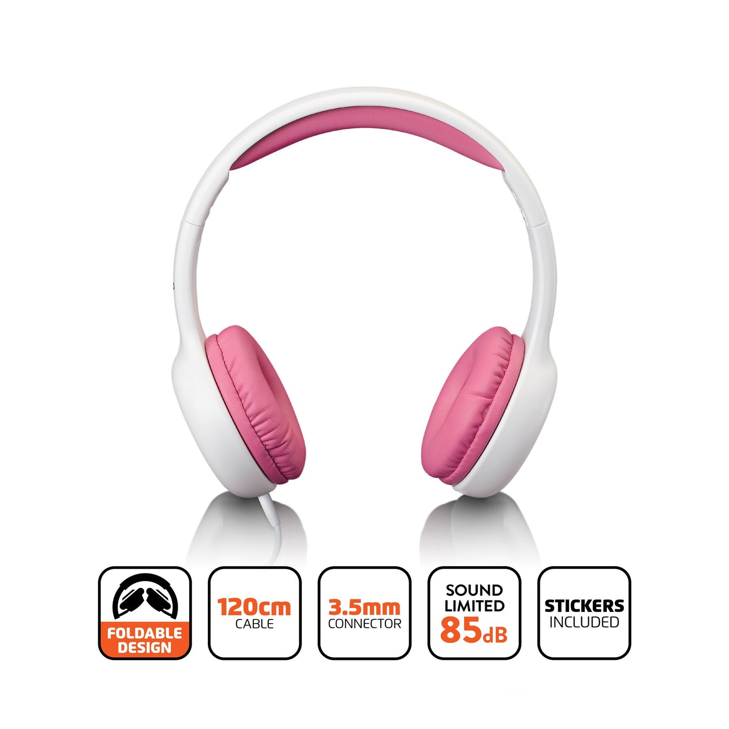 Lenco HP-010PK | Kids Headphone 85dB | with stickers | Pink