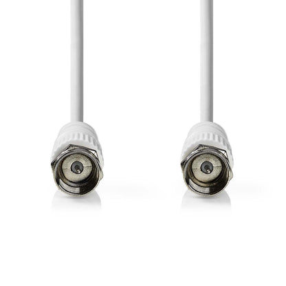 Nedis Satellite & Antenna Cable | F Male | F Male | Nickel Plated | 75 Ohm | Double Shielded | 1.50 m | Round | PVC | White | Label
