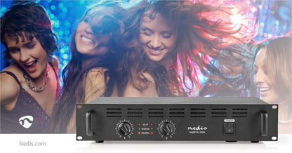 Nedis PA Amplifier | RMS output: 2x 100 W @ 8 Ohm / 2x 150 W @ 4 Ohm | 2 Channels | 2U | 19" rack mountable | Metal | Black
