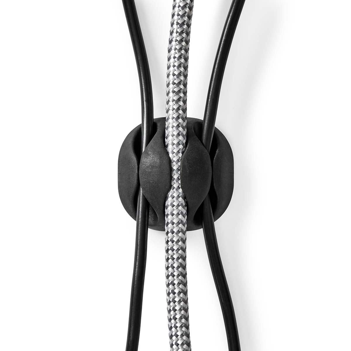 Nedis CMGC20034BK | Cable Management | Cable Clip | Click and Go | 4 pcs | Number of slots: 3 Slots | Maximum cable thickness: 5.3 mm | TPE | Black