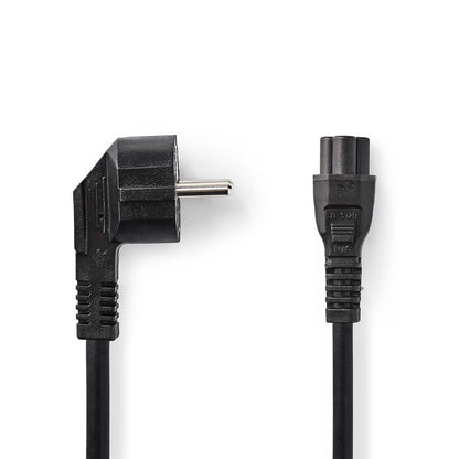 Nedis CEGL10100BK30 | Power Cable | Plug with earth contact male | IEC-320-C5 | Angled | Straight | Nickel Plated | 3.00 m | Round | PVC | Black