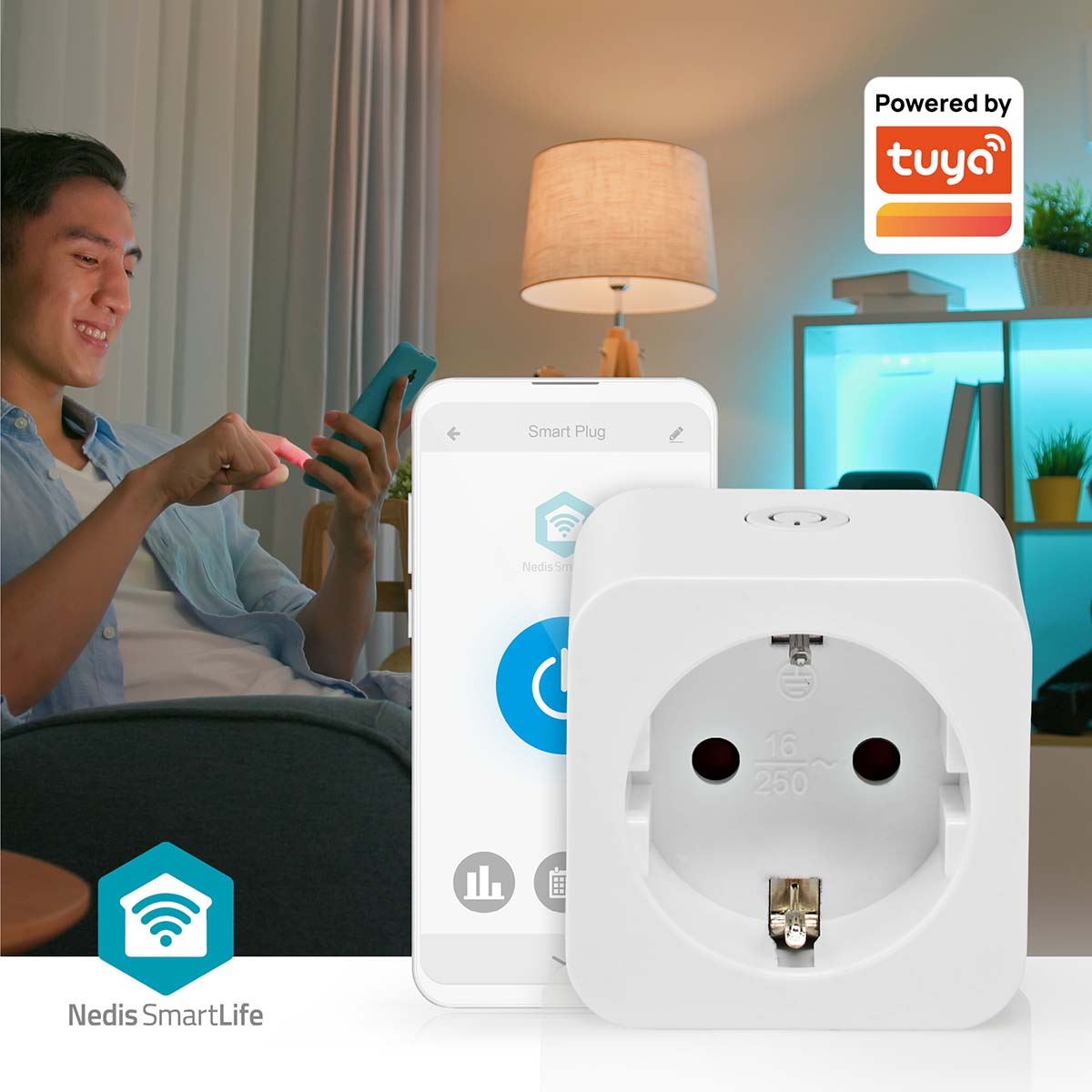 Nedis SmartLife Smart Plug | Wi-Fi | IP21 | Power meter | 3680 W | Type F (CEE 7/3) | 0 - 55 °C | Android™ / IOS | White | 1 pcs