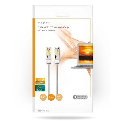 Nedis CAT5e Network Cable | SF/UTP | RJ45 Male | RJ45 Male | 5.00 m | Round | PVC | Grey | Envelope