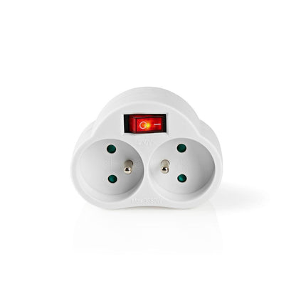 Nedis Power Socket Splitter | French / Type E (CEE 7/6) | 250 V AC 50/60 Hz | Type E (CEE 7/6) | 250 V AC 50/60 Hz | 16.0 A | 3500 W | On/Off switch | White