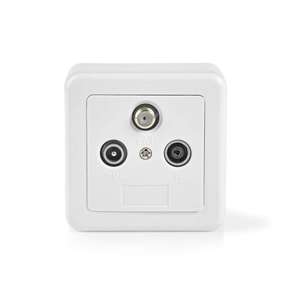 Nedis Antenna End Wall Box | 1x F-Connector Female / 1x IEC Connector Female / 1x IEC Connector Male | 75 Ohm | Return path | Silver / White