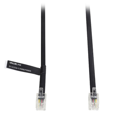 Telecom Cable RJ10 (4P4C) Male - RJ10 (4P4C) Male Flat 1.00 m Black
