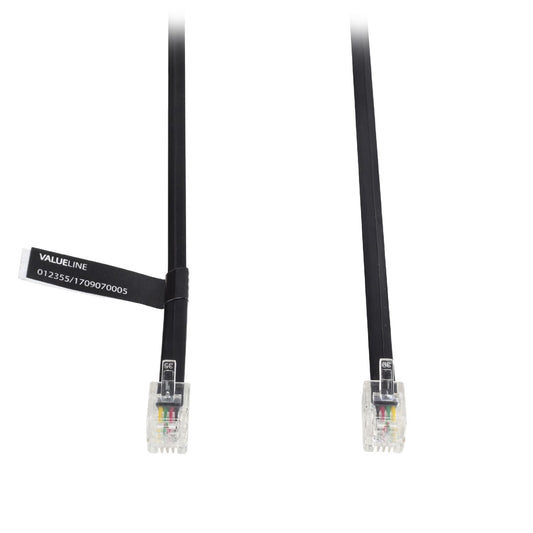 Telecom Cable RJ10 (4P4C) Male - RJ10 (4P4C) Male Flat 1.00 m Black