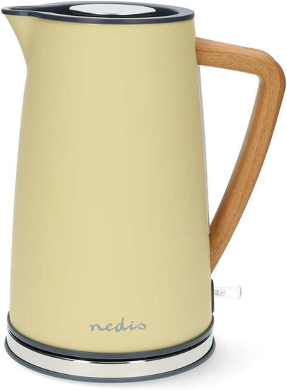 Nedis Electric Kettle | 1.7 l | Soft-Touch | Yellow | Rotatable 360 degrees | Concealed heating element | Strix® controller | Boil-dry protection