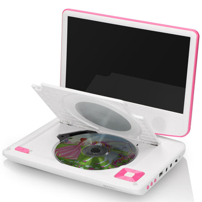 Lenco DVP-910PK | Portable 9" DVD-Player | USB Headphones and Mounting bracket | Pink