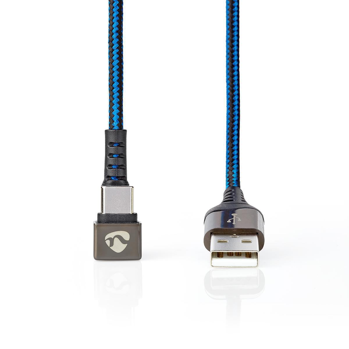 Nedis USB Cable | USB 2.0 | USB-A Male | USB-C™ Male | 480 Mbps | Gold Plated | 1.00 m | Round | Braided / Nylon | Black / Blue | Cover Window Box