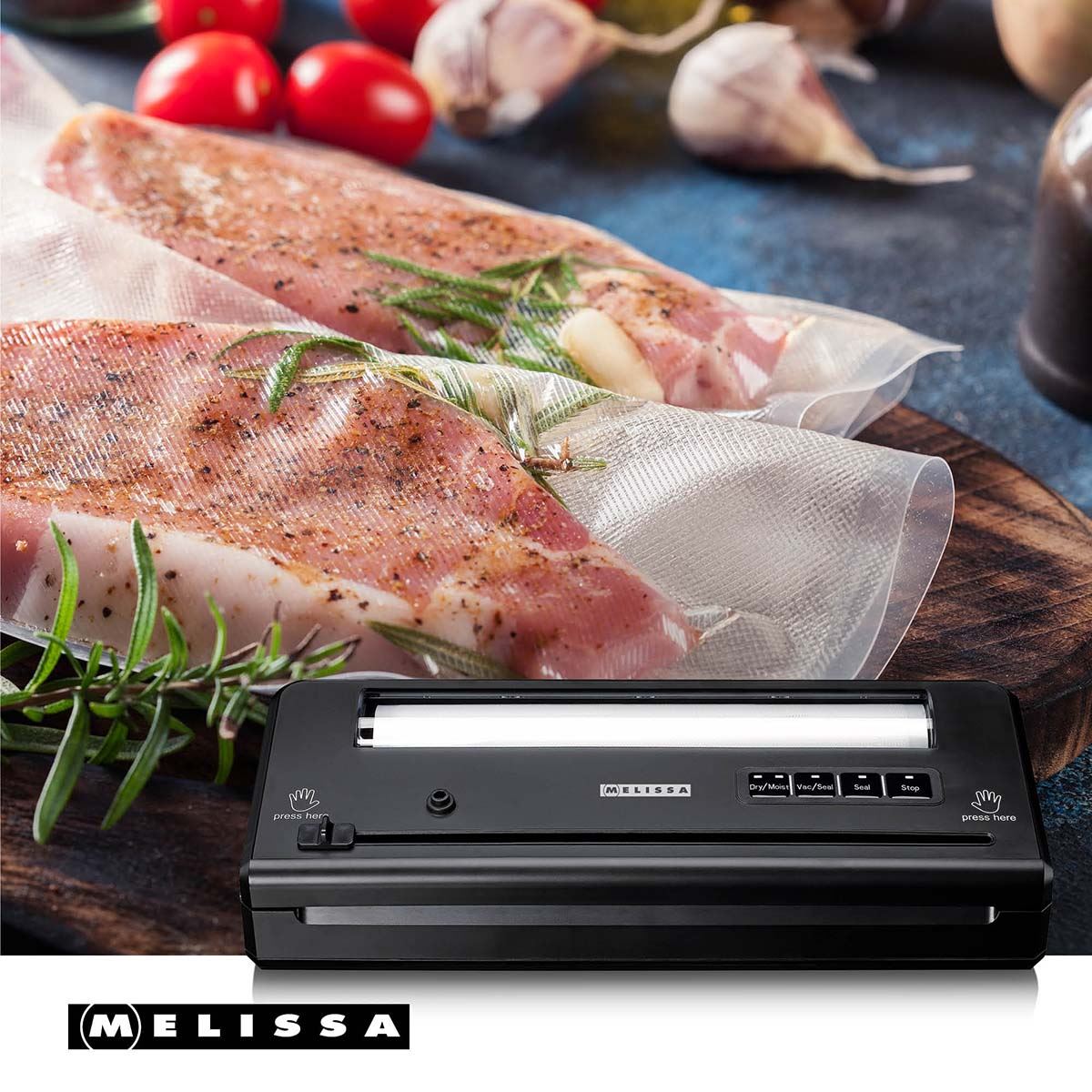 MELISSA Vacuum sealer | 110w | with Integrated Roll Holder |Built-in Cutter | Black