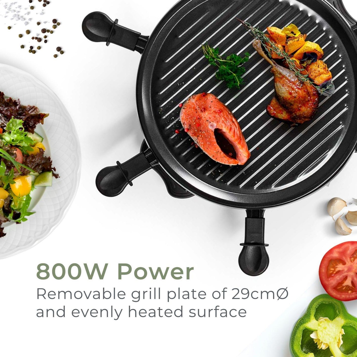 MELISSA Gourmet / Raclette | Grill | 6 Persons | Spatula | Non stick coating | Round