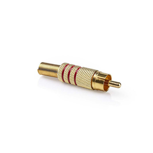 Nedis RCA Connector | Straight | Male | Gold Plated | Solder | Cable input diameter: 7.0 mm | Metal | Red | 10 pcs | Envelope