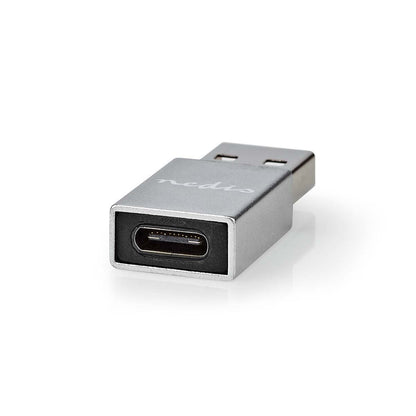 Nedis USB-A Adapter | USB 3.2 Gen 1 | USB-A Male | USB-C™ Female | 5 Gbps | Round | Nickel Plated | Black | Box