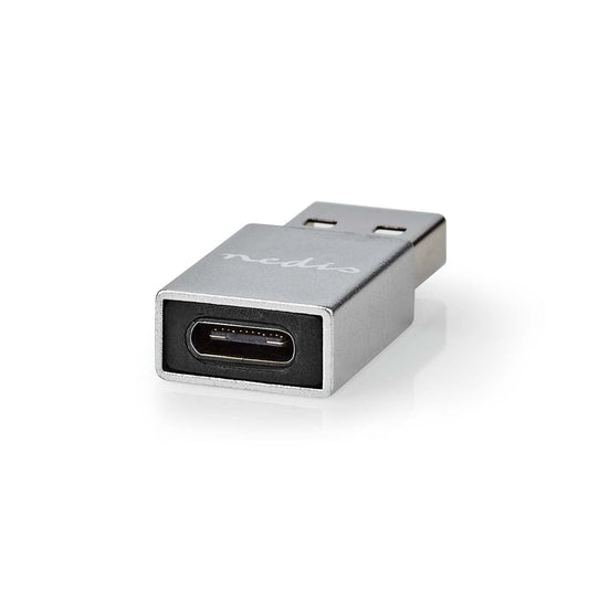 Nedis USB-A Adapter | USB 3.2 Gen 1 | USB-A Male | USB-C™ Female | 5 Gbps | Round | Nickel Plated | Black | Box