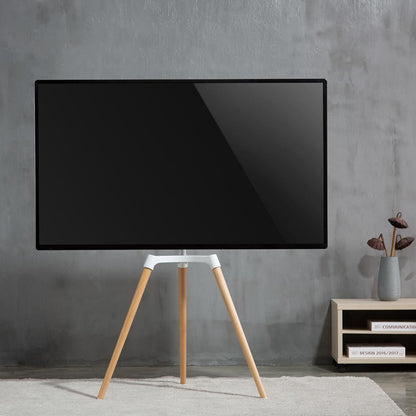 Nedis TV Floor Stand | 50 - 65 " | Maximum supported screen weight: 35 kg | Scandinavian Design | Rotatable | Anti-tip strap | Snap-lock | Aluminium / Steel | White