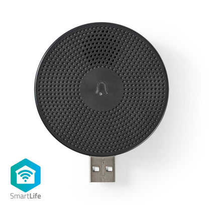 Nedis SmartLife Chime | Wi-Fi | Accessory for: WIFICDP10GY / WIFICDP30WT / WIFICDP40CWT | USB Powered | 4 Sounds | 5 V DC | Adjustable volume | Black
