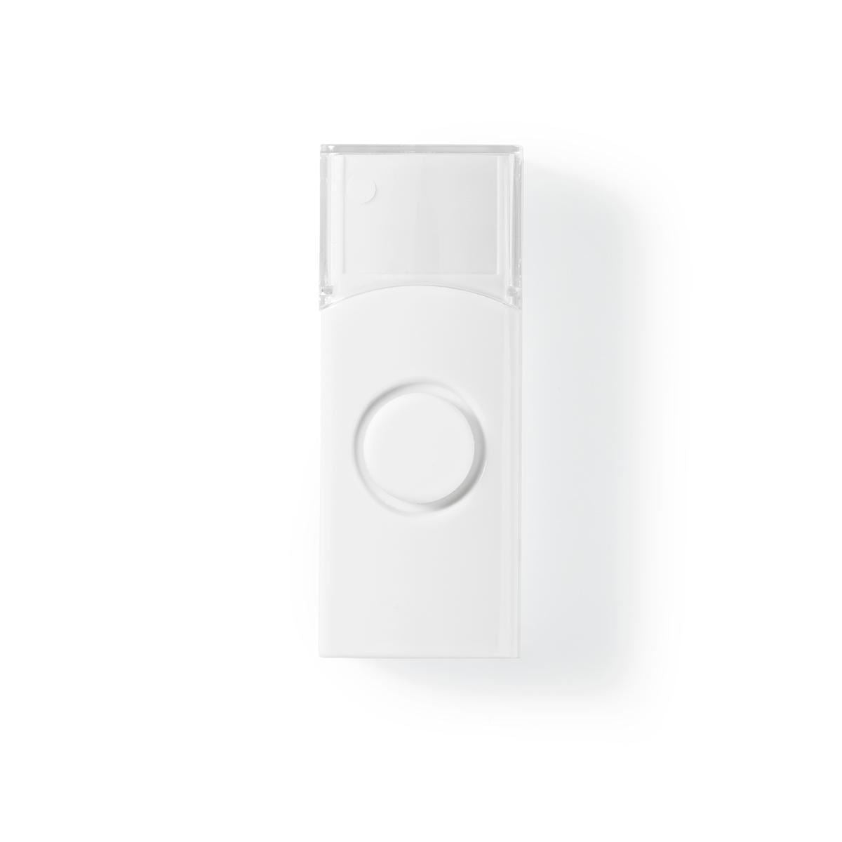 Nedis Wireless Doorbell Set | Battery Powered | 3 V DC | 1x CR2032 | Volume: 80 dB | Signal range: 300 m | IP44 | 36 Melodies | 1 Receiver | White