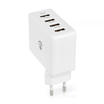 Nedis Wall Charger | 24 W | Quick charge feature | 4x 2.4 A | Number of outputs: 4 | 4x USB-A | No Cable Included | Single Voltage Output | White