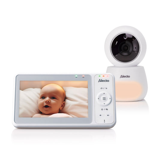 Alecto DVM2050 | Baby Monitor with Camera 5.0-inch Display - Night vision, Night Light, Temperature Display, 16 hours Standby Time | White / Grey