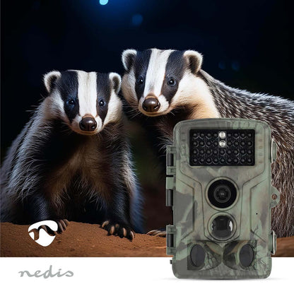 Nedis Wildlife Camera | 4K@10fps | 50 MPixel | 5 MPixel CMOS | IP65 | Black No-Glow IR | Night vision | Viewing angle: 60 ° | Motion sensor | Detection angle: 130 ° | Detection range: 20 m | Screen size: 2.4 " | LCD Screen | Brown / Green