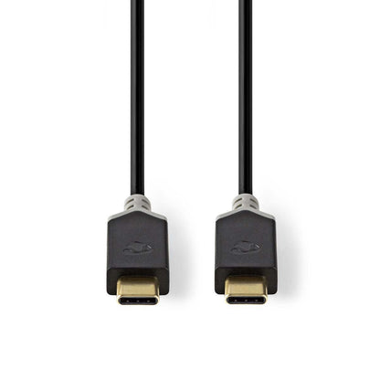 Nedis USB Cable | USB 3.2 Gen 1 | USB-C™ Male | USB-C™ Male | 60 W | 4K@60Hz | 5 Gbps | Nickel Plated | 1.00 m | Round | PVC | Anthracite | Window Box