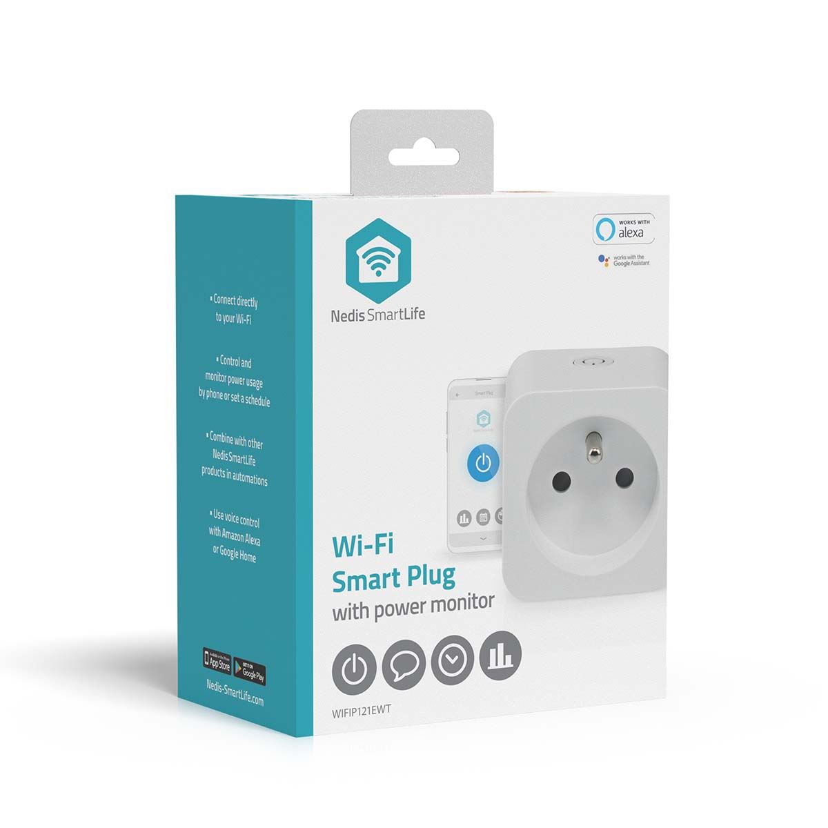Nedis SmartLife Smart Plug | Wi-Fi | IP21 | Power meter | 3680 W | Type E (CEE 7/6) | 0 - 55 °C | Android™ / IOS | White | 1 pcs