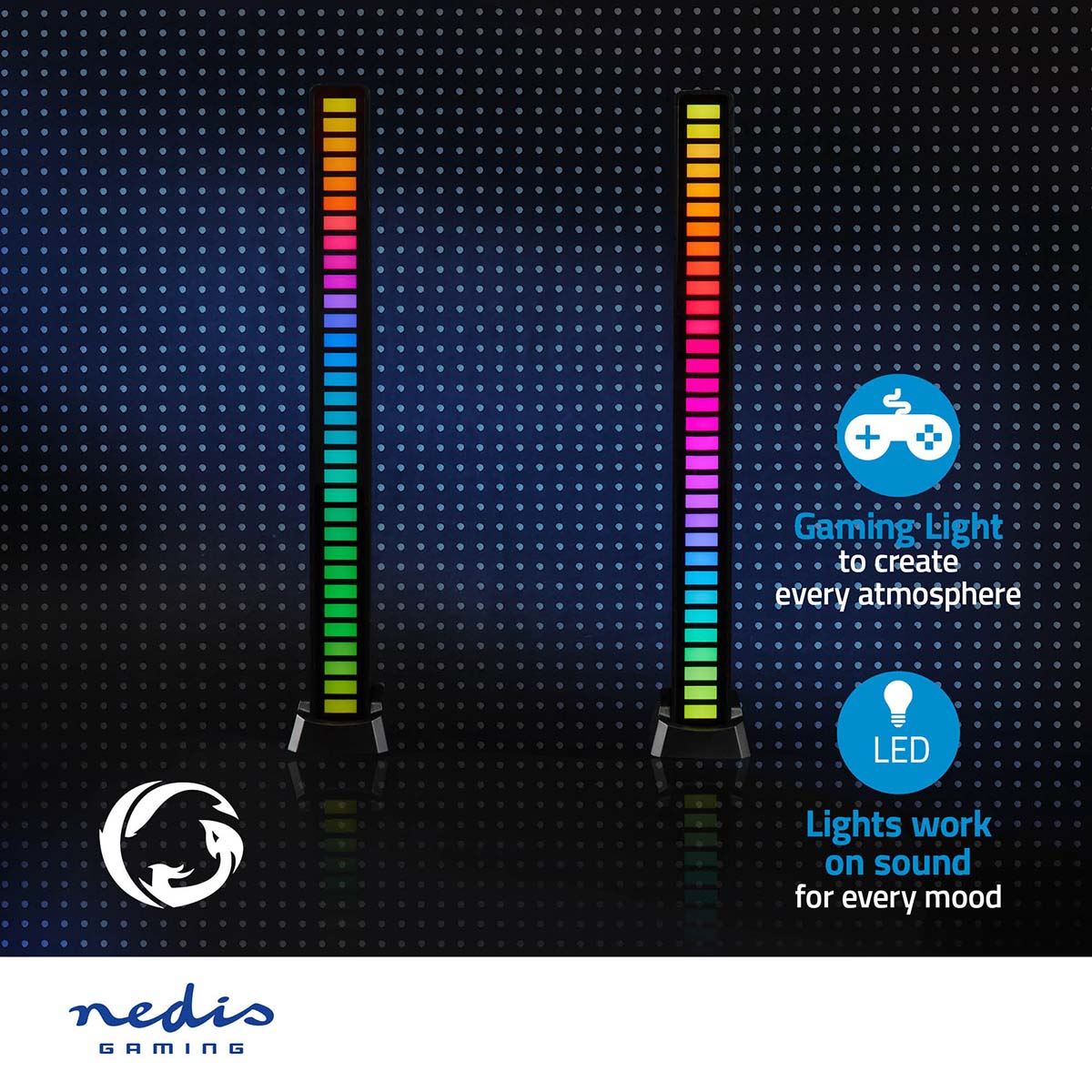 Nedis Gaming Light | RGB | Battery Powered | Used for: Desktop / Notebook | Black