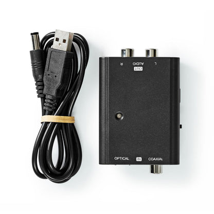 Nedis Digital Audio Converter | 2-way | Connection input: 1x S/PDIF (RCA) Female / 1x TosLink Female | Connection output: 2x RCA Male | ARC | Manual | Black
