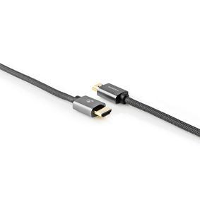 Nedis High Speed HDMI™ Cable with Ethernet | HDMI™ Connector | HDMI™ Connector | 4K@60Hz | ARC | 18 Gbps | 5.00 m | Round | Cotton | Grey / Gun Metal Grey | Cover Window Box