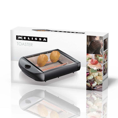 MELISSA Flat Bed Toaster | Removable Crumb Tray | Auto Off | Buzzer | 600W | Black