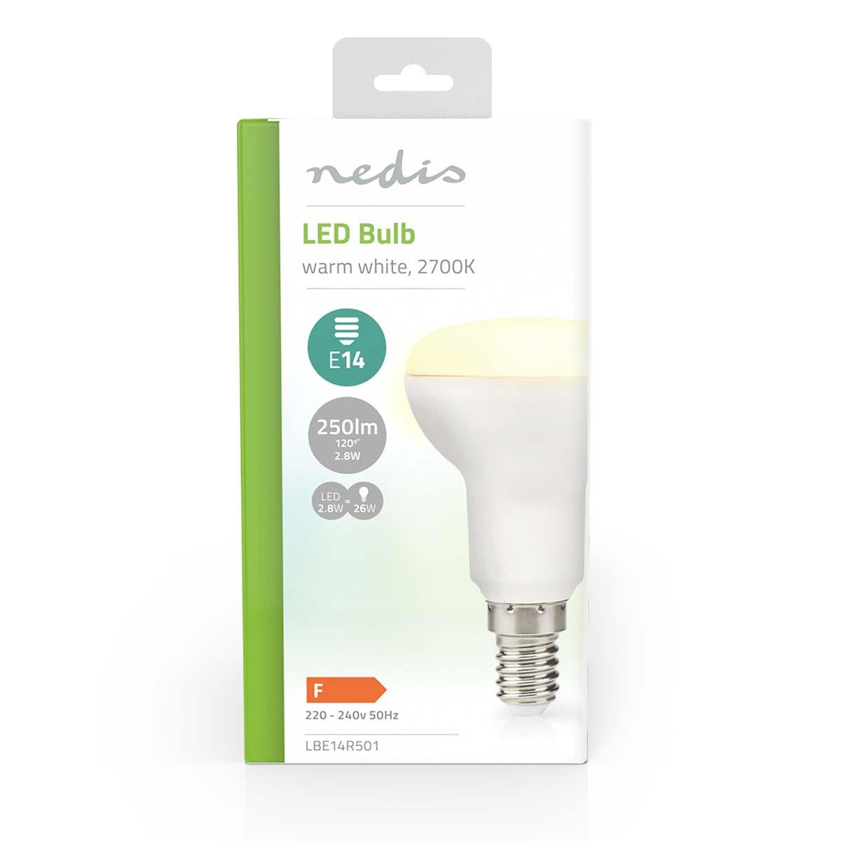 Nedis LED Bulb E14 | R50 | 2.8 W | 250 lm | 2700 K | Warm White | Clear | 1 pcs