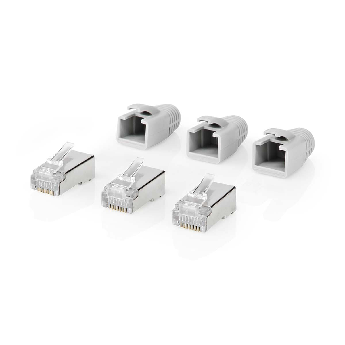 Nedis RJ45 Connector | RJ45 Pass Through | Solid/Stranded FTP CAT6a | Straight | Gold Plated | 10 pcs | PVC | Black / Grey / White | Box