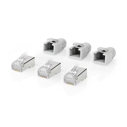 Nedis RJ45 Connector | RJ45 Pass Through | Solid/Stranded FTP CAT6a | Straight | Gold Plated | 10 pcs | PVC | Black / Grey / White | Box